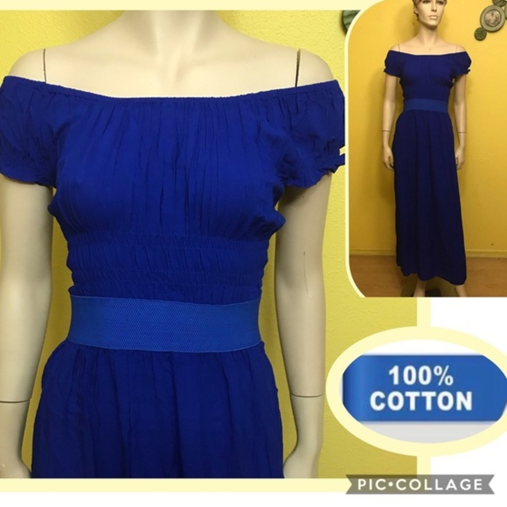 Woman's‎ Off-Shoulder Short Sleeve RoyalBlue Dress